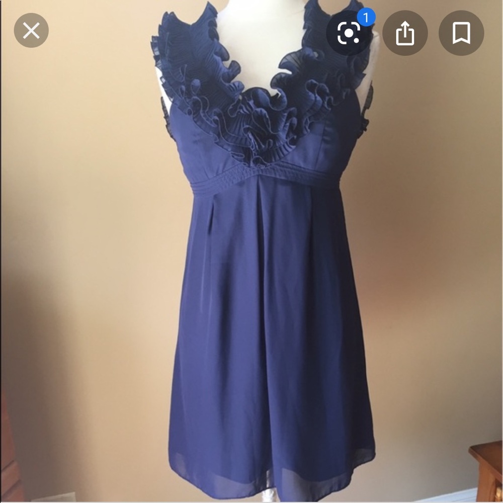 Lilly Pulitzer Ruffle V neck navy blue Dress